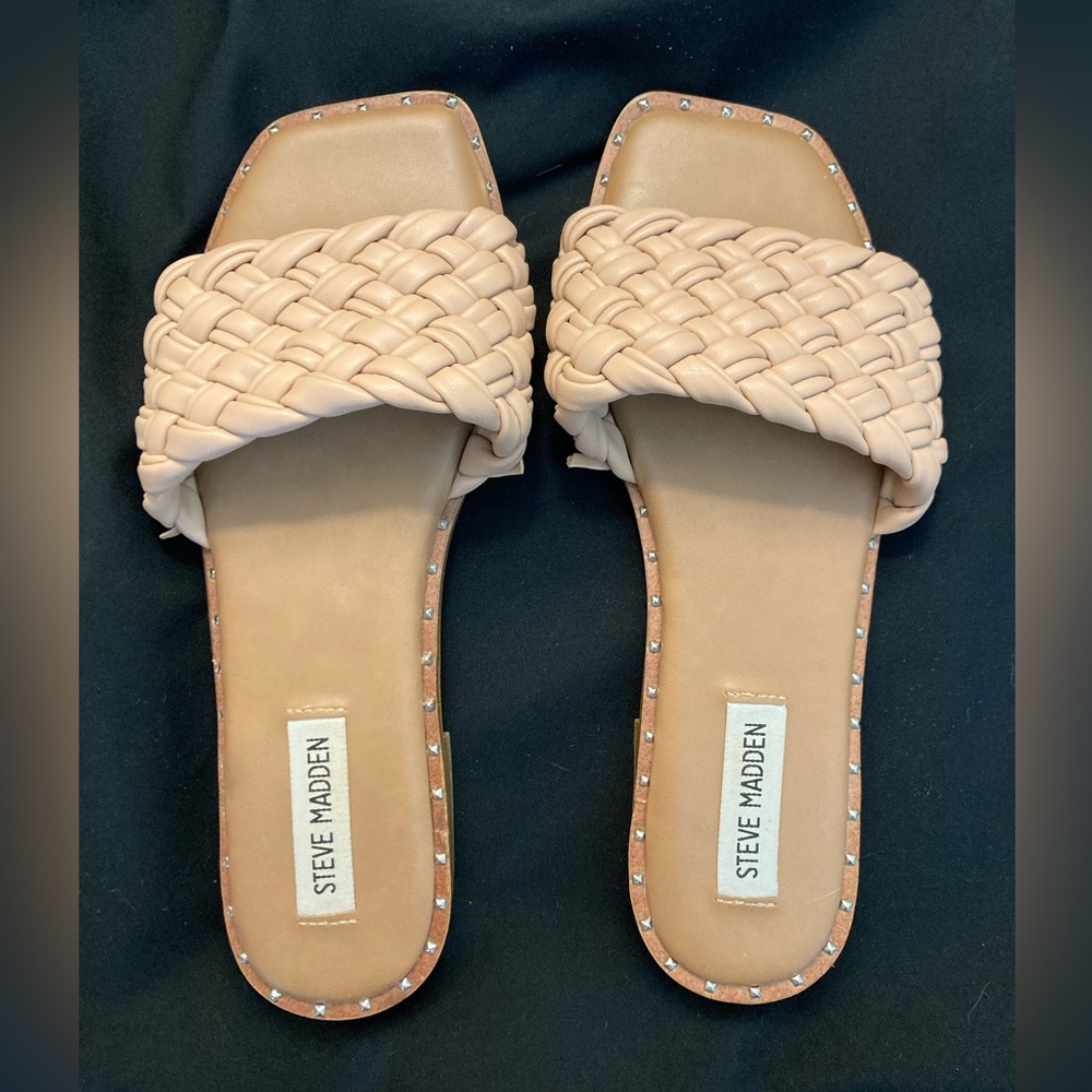 Steve Madden Cream Braided Slide Sandals